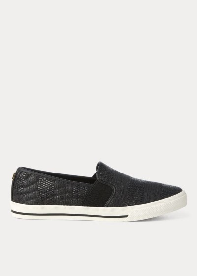 Zapatillas Ralph Lauren Mujer Negros - Jinny Woven Slip-On - GWAMT6520